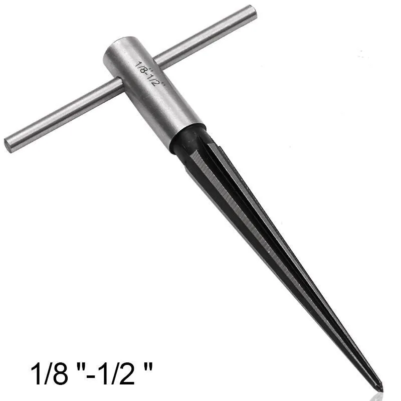 

3-13mm Bridge Pin Hole Hand Held Reamer T Handle Tapered 6 Fluted Chamf Reaming Woodworker Cutting Tool Core Drill Bit Hand Tool