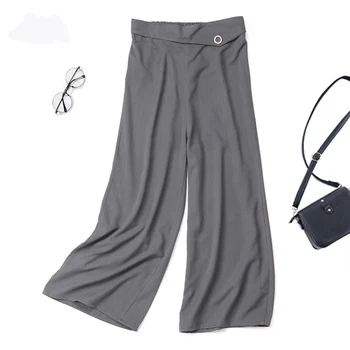 

Women's 100% Pure Silk Spun Silk Loose Type tied Cropped Pants Trousers size L XL multi colors JN137