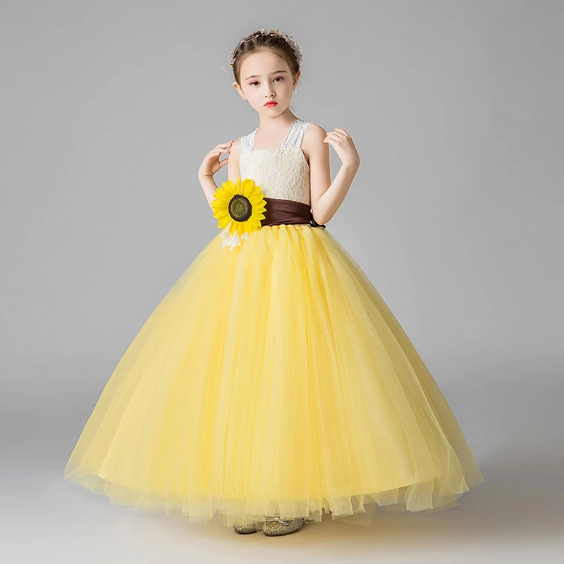 Vestidos girasol para niña, elegantes Vestidos largos de tul para graduación de grado infantil, Vestidos formales para fiesta de para adolescente| | - AliExpress