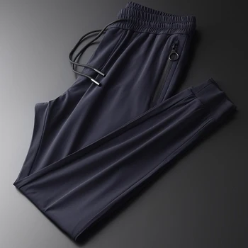 

Add Velvet Mens Luxury Zipper Pockets Casual Sport Pants Plus Size 3XL 4XL Slim Fit Elastic Waist Men Trouser