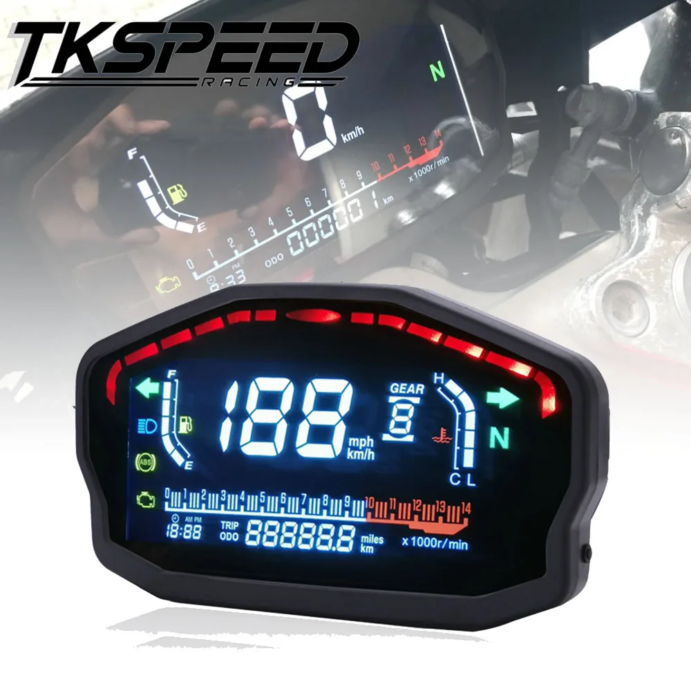  For 124 Cylinders Motorcycle Universal LED LCD Speedometer Digital Backlight Odometer For BMW Honda - 33038204555