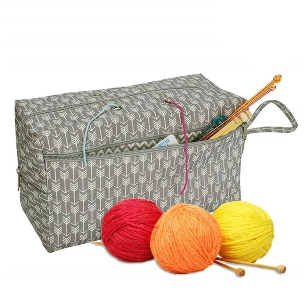 Сумка для вязания, переносная сумка для хранения пряжи, сумка для хранения шерсти, крючки для вязания спиц, набор швейных принадлежностей, Домашний Органайзер DIY