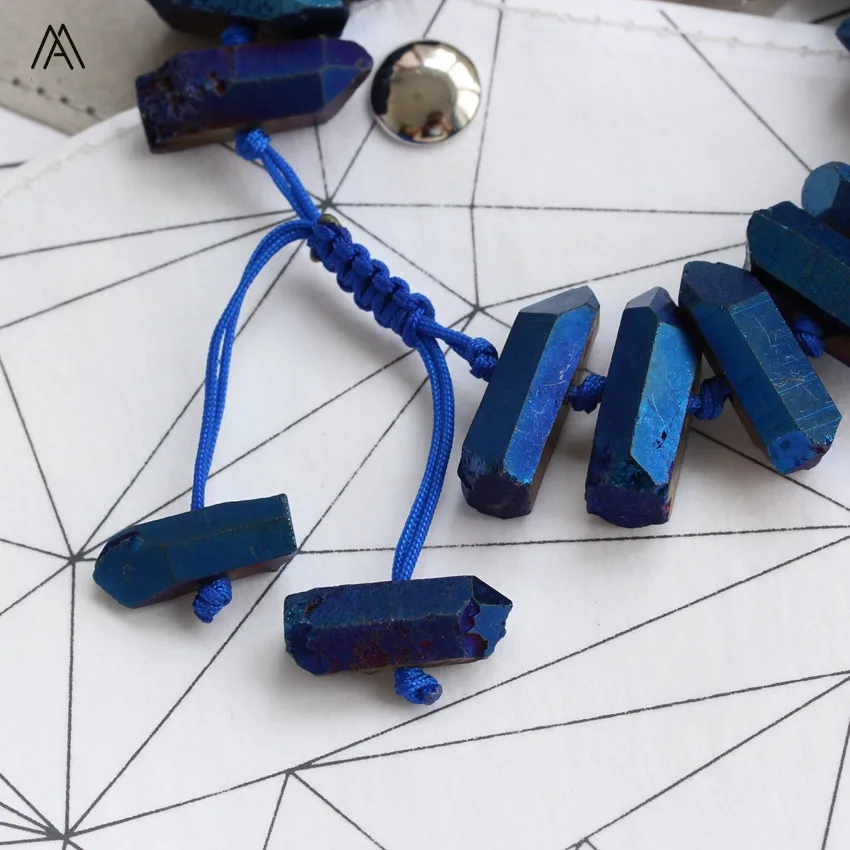 Boho для женщин мужчин полированная палочка точки прозрачный белый кварц кристалл шнур завязанный регулируемый браслет ручной работы ювелирные изделия YYX-CT-108AMAE