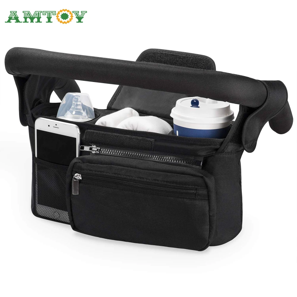 AMTOY Universal Baby Stroller Organizer with Insulated Cup Holder