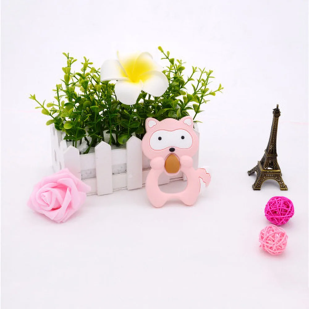 Baby Silicone Teethers Food Grade Silicone Cartoon Small Raccoon Teether DIY Teething Toys For Teeth Infant Baby Teethers