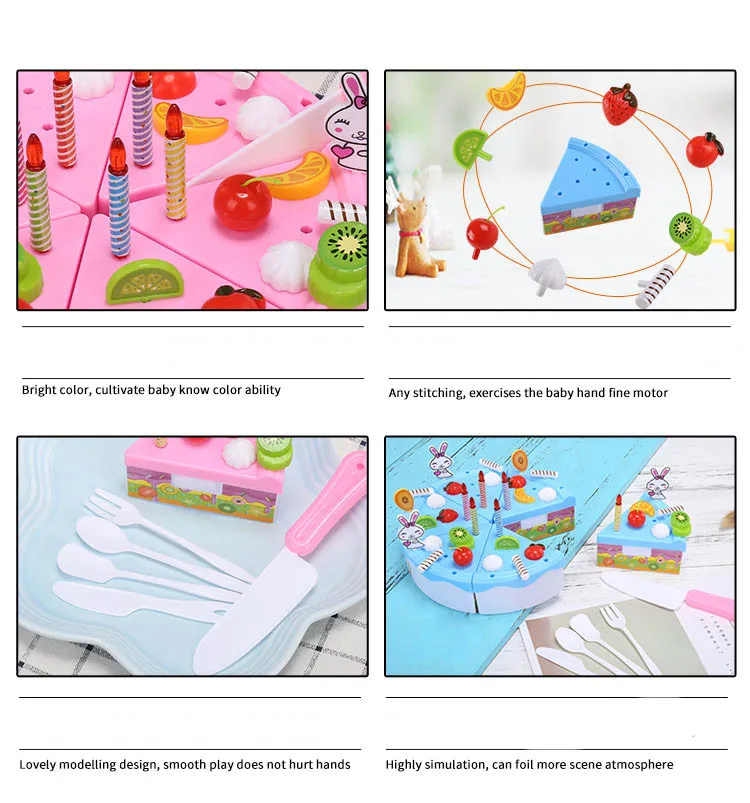16-99PCS DIY Cake Set Toy Kitchen Food Pretend Play Cutting Fruit Birthday Toys for Kid Birthday Christmas Educational Gift