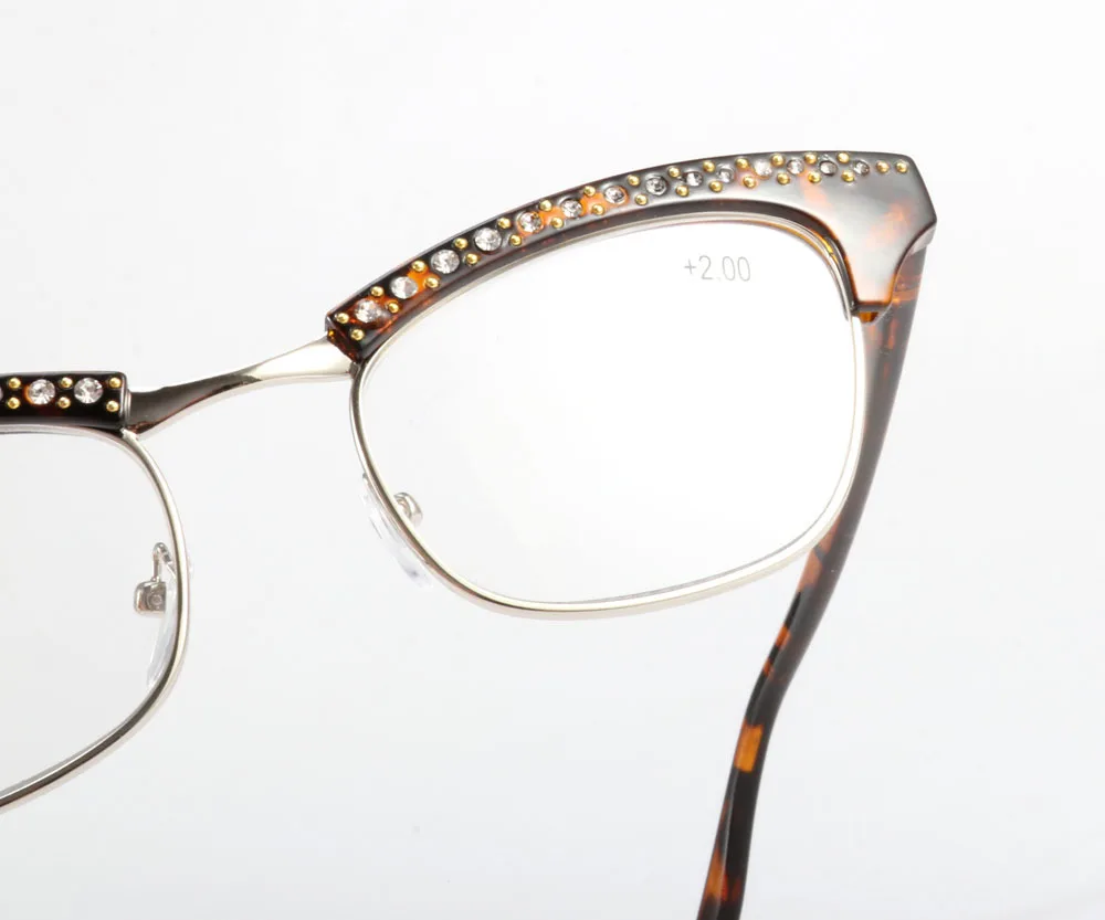 Очки для чтения кошачий глаз женские Алмазная оправа женские пресбиопические очки модные роскошные дизайнерские кошачьи глазки диоптрий+ 1+ 1,5+ 2+ 2,5+ 3,5