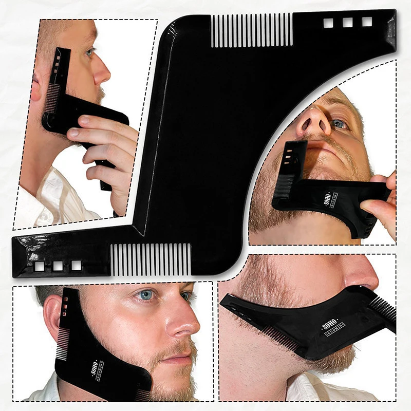Fashion Beard Styling Template Comb New Barber Tool Mustache Symmetry Trimming Styling Stencil 3 Colors Optional Styling comb 3