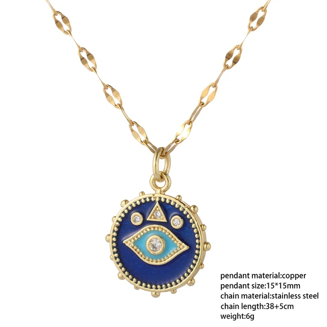 Boho Evil Bllue Eye Necklace for Women Men Snake All-seeing Eye Collar Necklace Gold Pendant Long Chains Couple Necklace Punk NK004G9