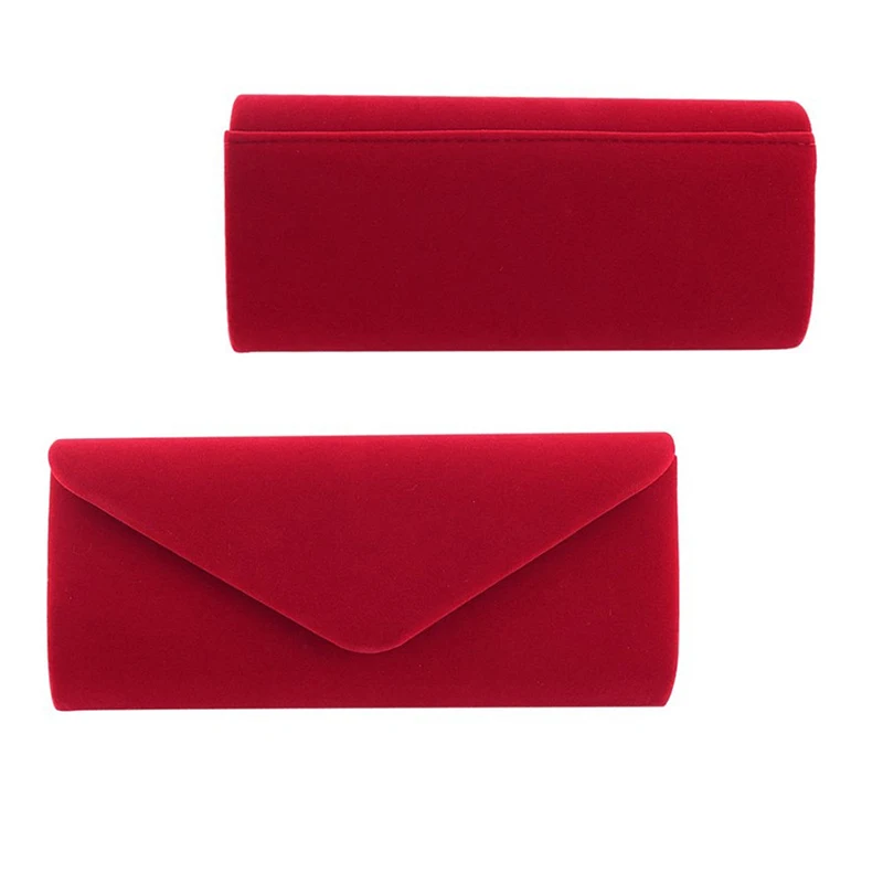 

1Pcs Lady Flannel Dinner Bag with Removable Chain Wedding Bridesmaid Clutch Bag Christmas New Year Gift Red Black Blue Purple