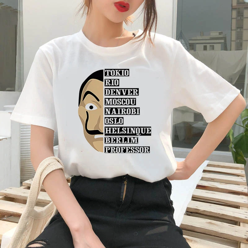 2020 Fashion Women Harajuku Portrait of banknote house Printed T Shirt Casual Short Sleeve Women's T-shirt Soft Female T shirt