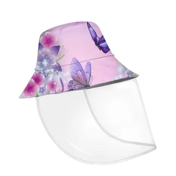 

Pretty Butterfly Pattern Fisherman Hat Shield For Women Pink Bucket Hats Sun Protection Girls Cute Summer Beach Czapka Rybaczka