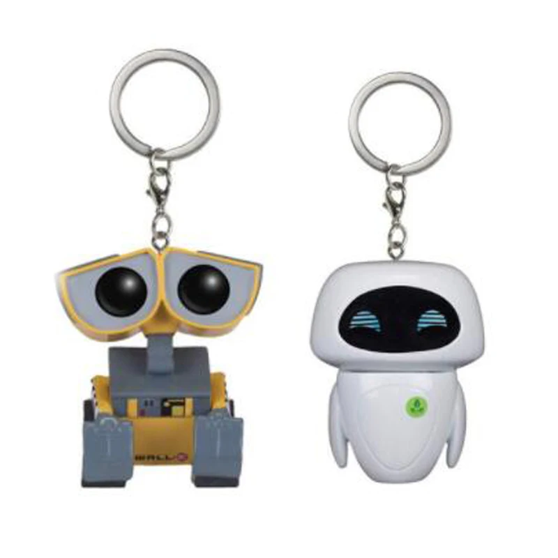 Cartoon Robot Movie WALL E & EVE Pocket Keychain Vinyl Action Figures Collection Model Toys