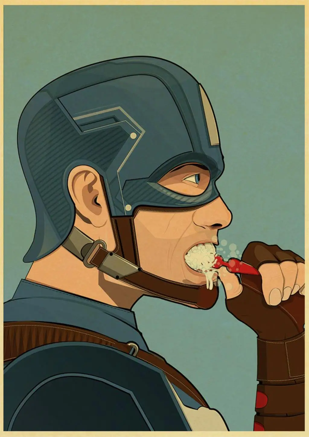 Винтажные забавные Супергерои Marvel чистящие зубы плакат ретро плакат крафт-бумага печатные настенные плакаты на стену для дома и бара живопись