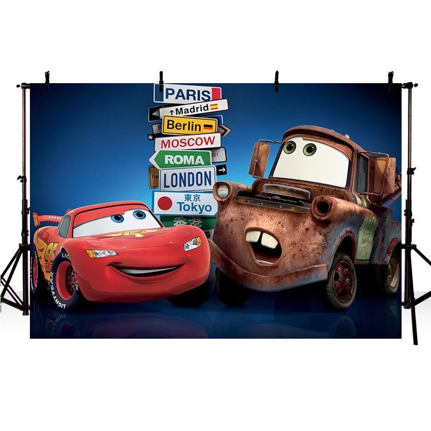Фон для фотосъемки мальчиков день рождения Красный мультфильм персонажи фильма Декор автомобилей фон для фотосъемки фотостудия баннер