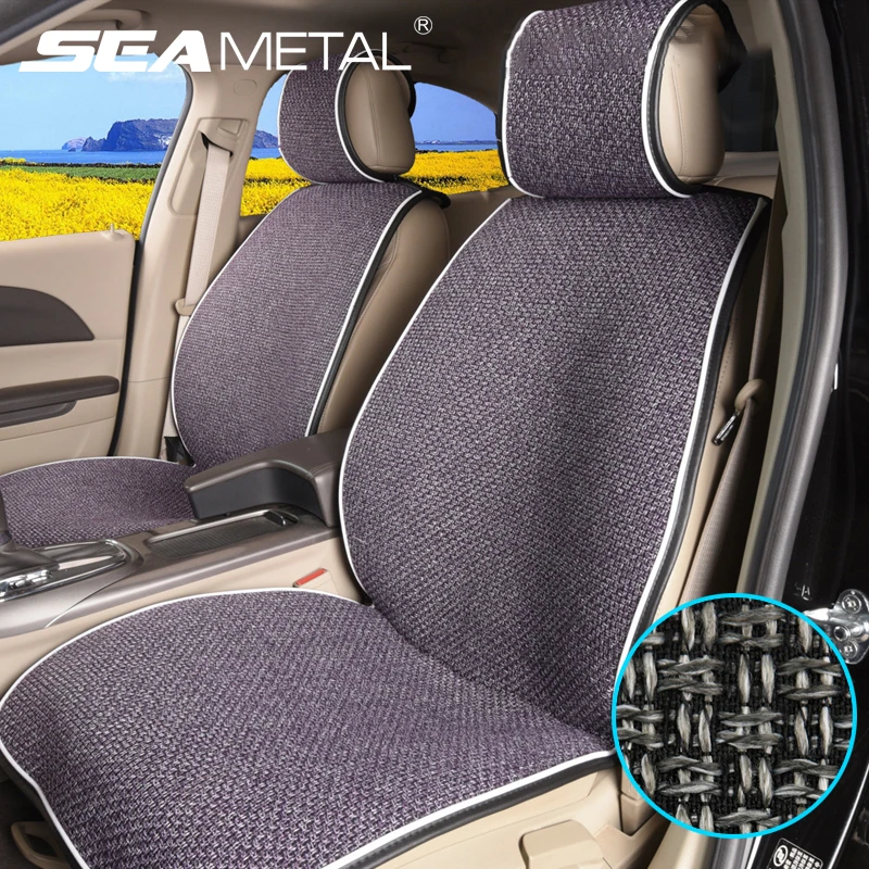 Linen Car Seat Cover Breathable Protector Pad for Universal Auto