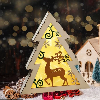 

Christmas Decoration LED Plaque Sign Luminous Beautiful Wooden 3D Indoor Outdoor Xmas Teer Christmas Deer Light Gifts Festival
