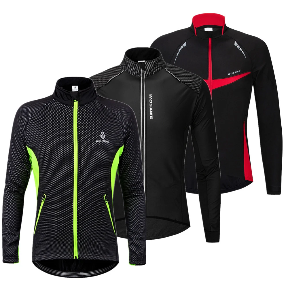 

WOSAWE Winter Men Cycling Jacket Jaqueta Corta Vento Warm Bicycle Clothing Rain Windproof Waterproof Jersey Coat MTB Bike Jacket