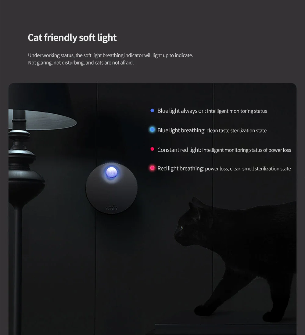 Intelligent Smell Purifier Cat Litter Box Deodorant Partner Pet Deodorizer Cat friendly soft light