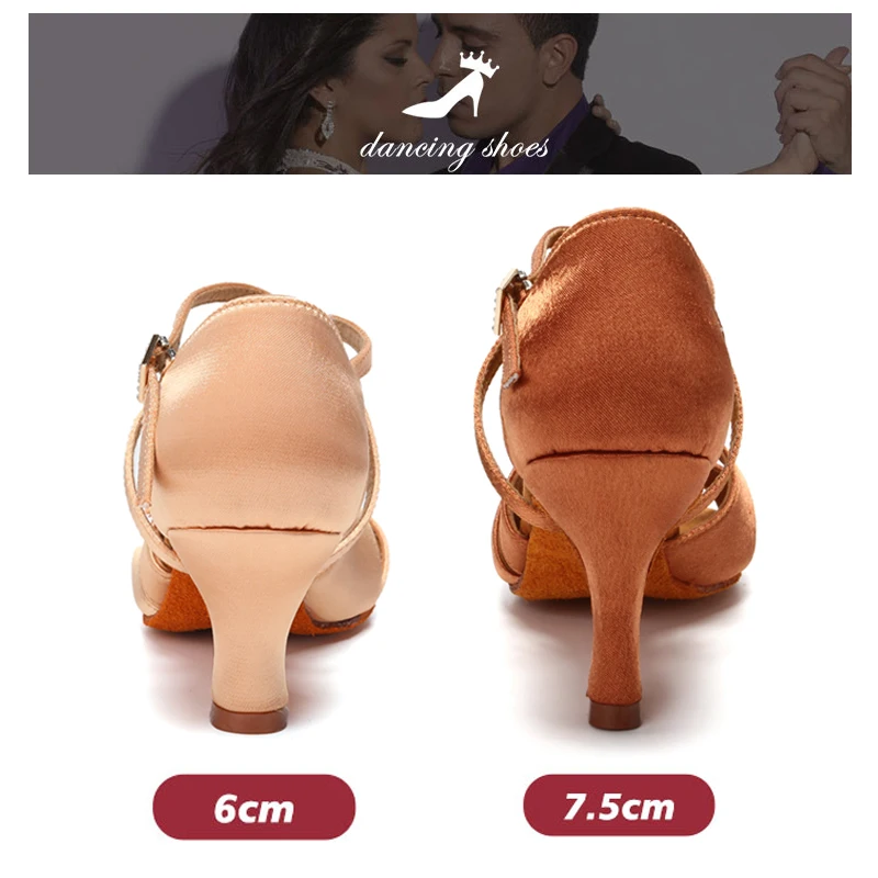 Women Latin Dance Shoes Ladies Tango Ballroom Dance Shoes Soft Sole Party Salsa Dancing Girls High Heel Sandals 6/7.5 CM dance shoes