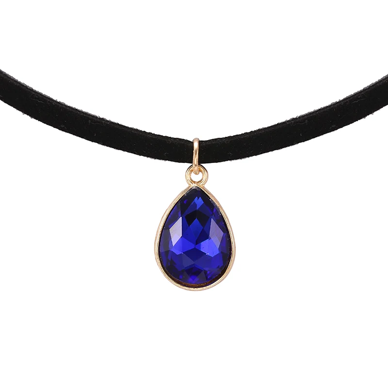 Горячее предложение Кручёные ожерелья BIJOUX обычный черный бархатный Кожа Капли Воды Кулон Макси себе Чокеры Цепочки и ожерелья Женская обувь ювелирные изделия