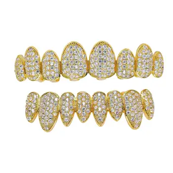 

Freewear Classic 8/8 Hip Hop/Punk Teeth Grillz Set Gold Silver Color Top & Bottom Grills Dental Mouth Caps Cosplay Party