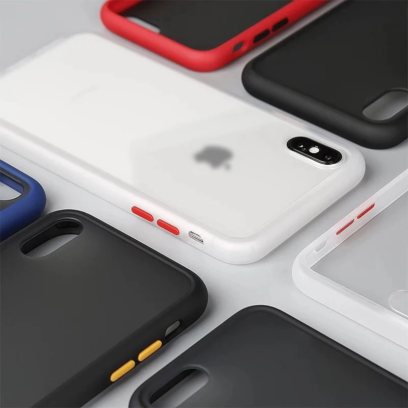 

New Shockproof Armor Matte Case For iPhone 7 8 Plus Transparent TPU Case For iPhone XR X XI XS Max Silicone Cover Contrast Color