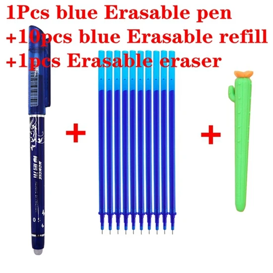 A style blue ink Стираемая ручка, набор для заправки 0,5 мм, синие/черные чернила, моющиеся стираемые гелевые ручки для школы, офиса, канцелярские инструменты - Цвет: A style blue ink