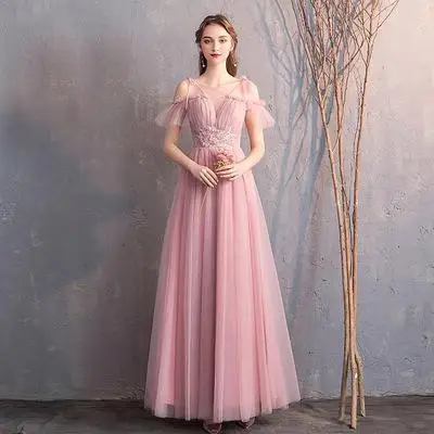 style 6 Junior розовые милые платья подружек невесты для женщин Свадебные вечерние торжественные платья нежно-розовое платье Длинные свадебные платья дешевые шифоновые платья - Цвет: style 6