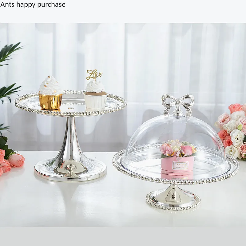 Wrought Iron Metal Cake Stand Creativity Pearl Fruit Plate Afternoon Tea Snack Tray Cake Pan Wedding Dessert Table Display Stand