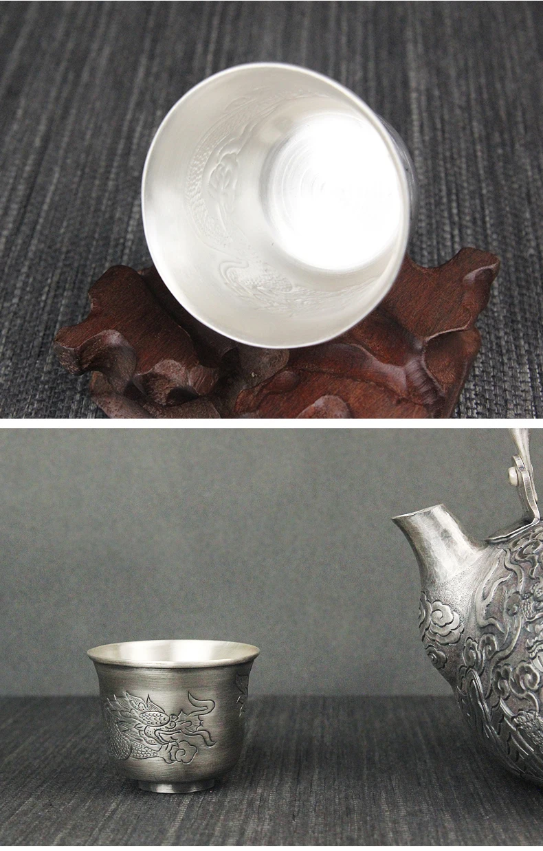 Высококачественный 999 Серебряный продукт ручной дегустации чашки кунг-фу чай чашки подарок для семьи и друзей кухня офисный чайный сервиз