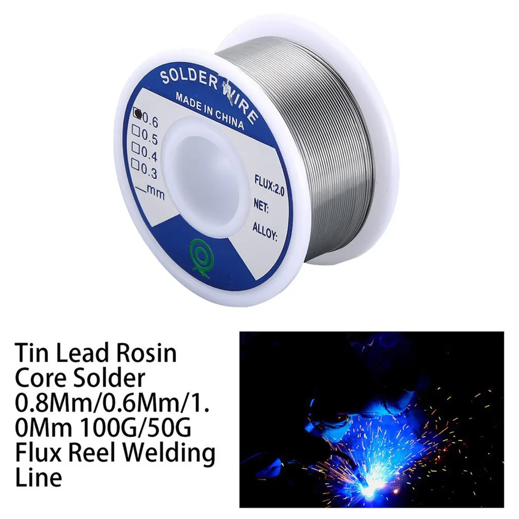 Оловянный свинец канифоль ядро припой 0,8 мм/0,6 мм/1,0 мм 100 г/50 г флюс катушка для сварки линии свинцовая Олово провода