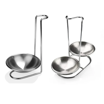

Stainless Steel Spoon Rest Holder,Long Handle & Long Handle Vertical Saving Soup Ladles Holders(Double)