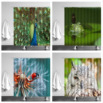 

Animal Parrot Horse Frog Ladybird Peacocks Bird Shower Curtain Waterproof Polyester Bathroom Curtain Home Decor With Hooks Cheap