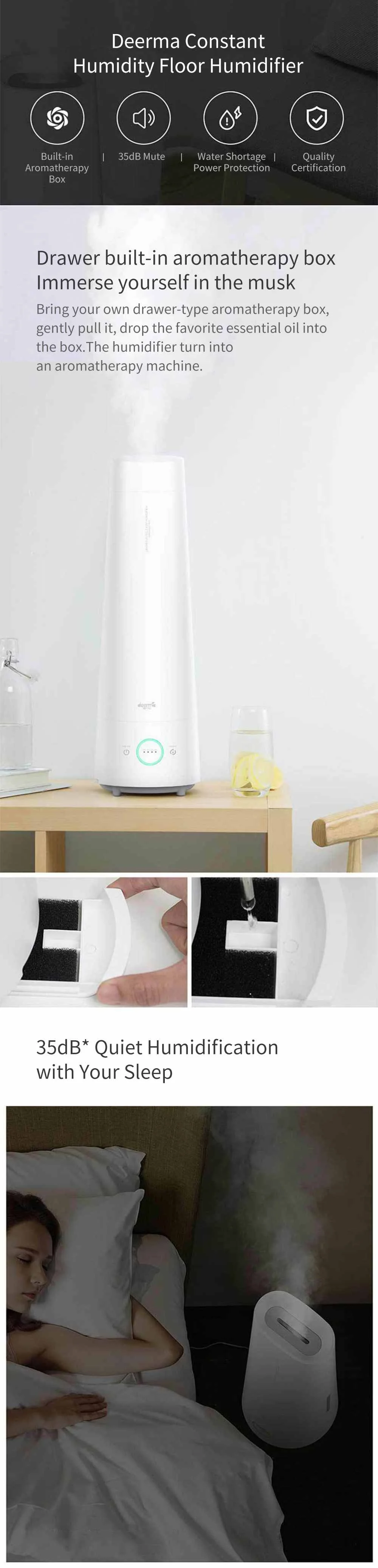 YOUPIN Deerma DEM-LD210 25 Вт/4L Интеллектуальный увлажнитель Напольный Настольный ароматерапия двойного назначения для дома спальни гостиной