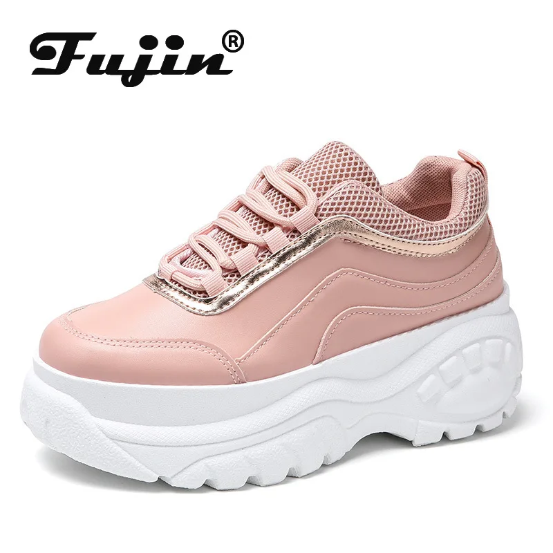 

Fujin Sneakers Women Autumn Spring Thick Bottom Round Toe Fashion Dropshipping Platform Solid Breathable Leisure Women Shoes