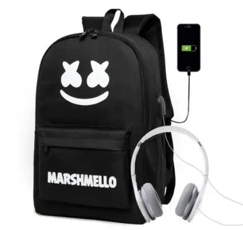 picture color Marshmello тайна рюкзак DJ Многофункциональный рюкзак с usb-портом для подростков Для мужчин Для женщин школьные сумки для путешествий световой Mochilas - Цвет: picture color