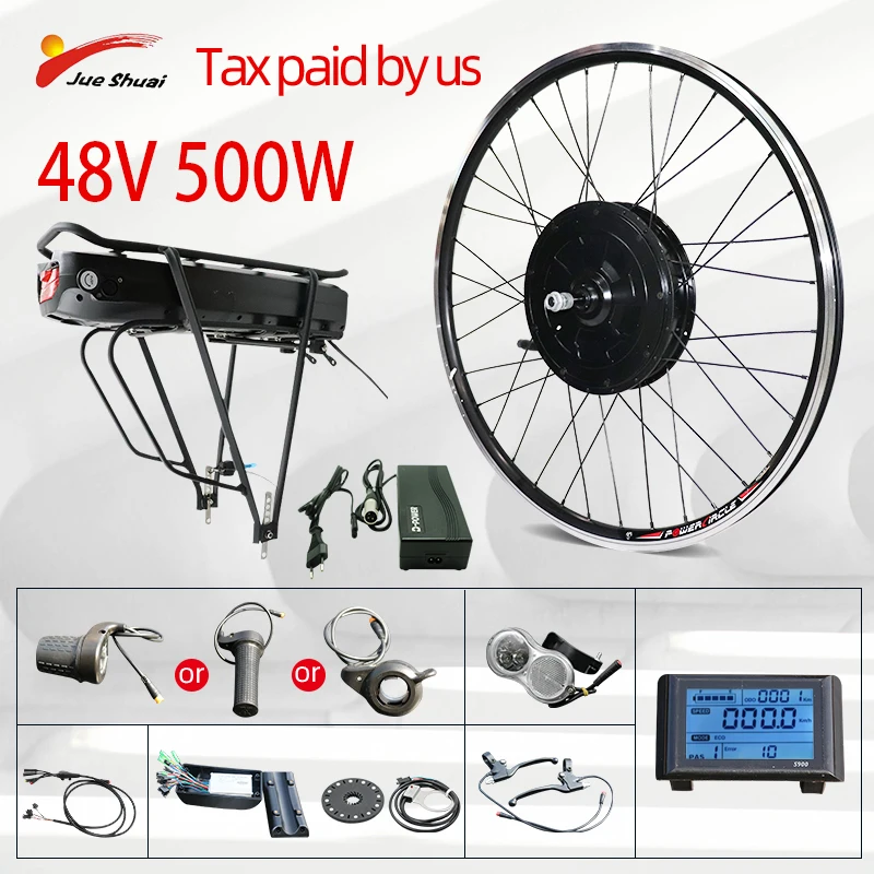 

Jueshuai Electric Bicycle Conversion Kit 48V500W ebike Rack Conversion Kit with 21A Battery 26inch 700C Bicicleta ElÃ©ctrica
