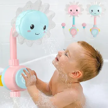 

Creative Baby Bath Barrel Sunflower Shower Cartoon Cute Baby Water Toy Sucker Type Sun Flower Faucet