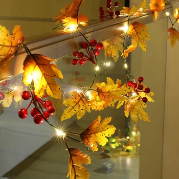 

Maple Leaves Garland Maple Leaf LED String Lights Decor For Christmas Thanksgiving Wedding Party Christmas Festoon Led Lights