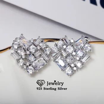 

Stud Earrings For Women 925 Silver Cubic Zirconia Wedding Earring Fine Jewelry Simple Luxury Bridal Engagement Brincos CCE739