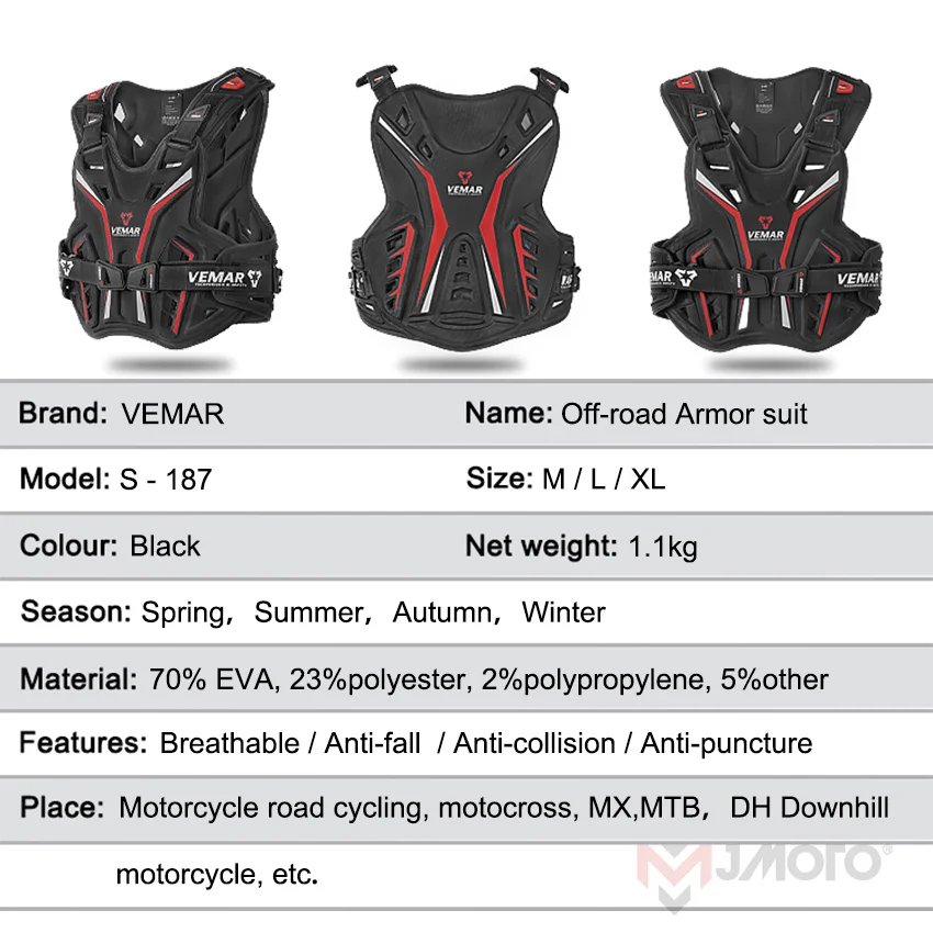 VEMAR Motorcycle Body Armor Anti-fall Motocross Body Protection Back Protector Chest Armor For MX MTB ATV S-187 motorcycle armor,motorcycle body armor,body protector,motorcycle armor vest,motorcycle armor pads,motorcycle armor accessories