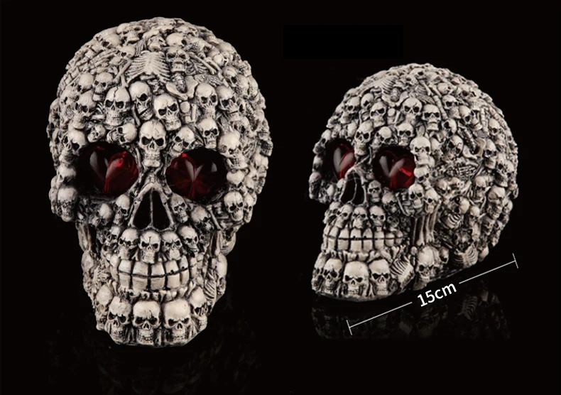 Halloween Human Prop Resin Skull LED Night Lights Decorative Novelty Pranksters Halloween Supplies