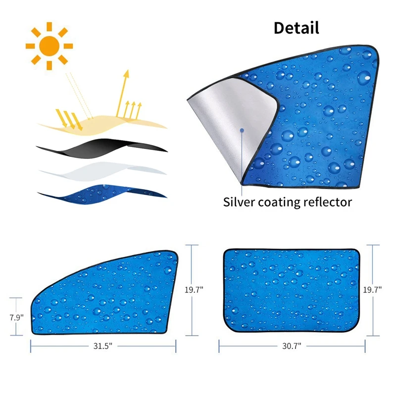 2 Pair Car Window Curtain: 2 Pair Car Front Rear Window Car Sun Shade Auto Windshield Sunshades Universal Fit for Baby UV Protec