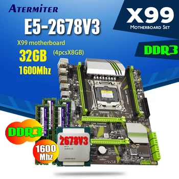 

atermiter X99 DDR3 PC3 D3 motherboard set with Xeon E5 2678 V3 LGA2011-3 CPU 4pcs X 8GB = 32GB 1600MHz DDR3 ECC memory