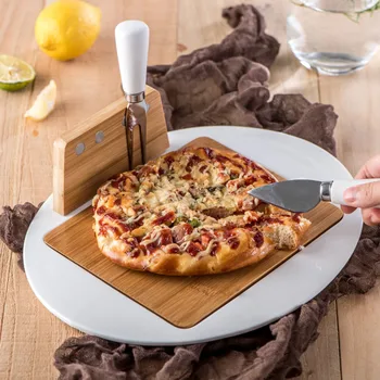 

Ceramic Western Dish Ins Tableware Bread Cake Dish Fruit Sushi Plate with Bamboo Chopping Board Steak Plate