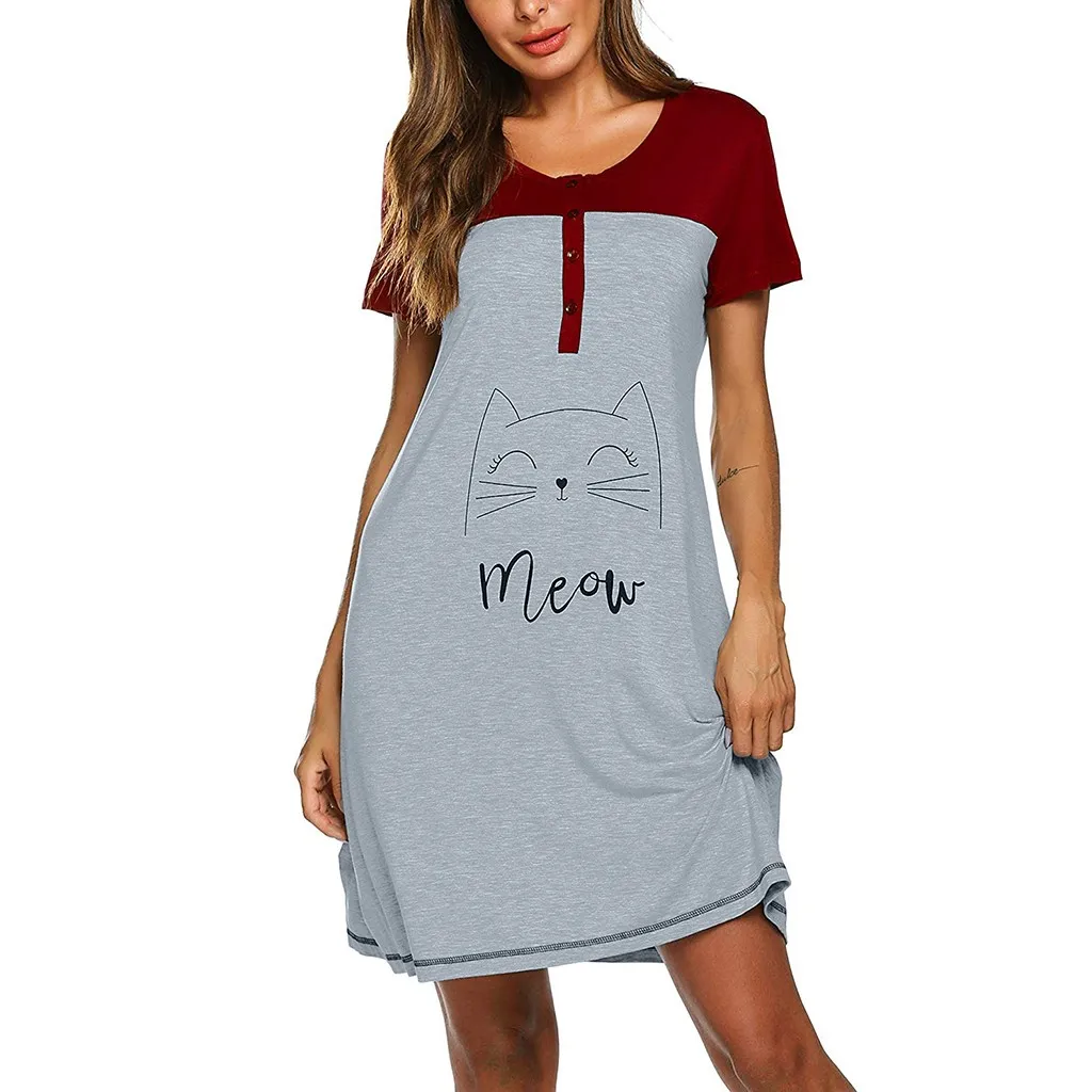 Maternity Short Sleeve Nursing Breastfeeding Nightdress