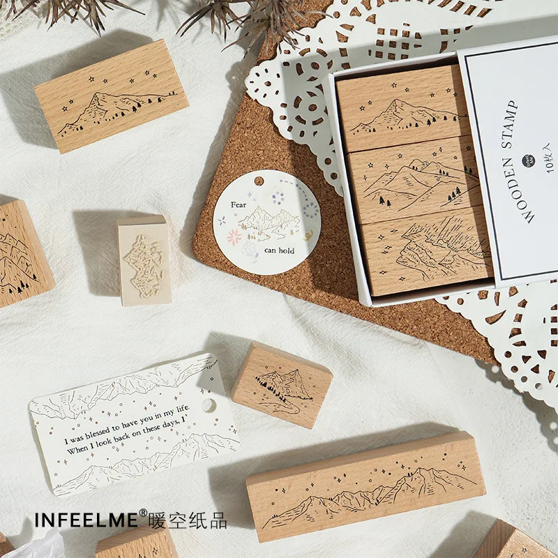 10 шт. в комбинации деревянное уплотнение горного бревна Резиновые Руки Diy декоративное уплотнение Скрапбукинг Стандартный штамп