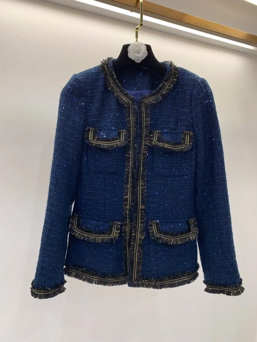 2019FW Осенняя Повседневная Женская твидовая куртка пальто+ шорты брюки женские модные OL брюки костюмы комплекты из 2 предметов ddxgz2v 10,03
