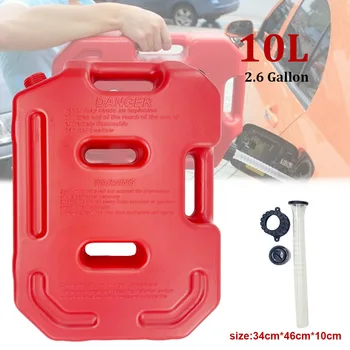 

10L Fuel Tank Petrol Anti Static Plastic red motorcycle gas can oil tank fuel jugs with lock + mount kit
